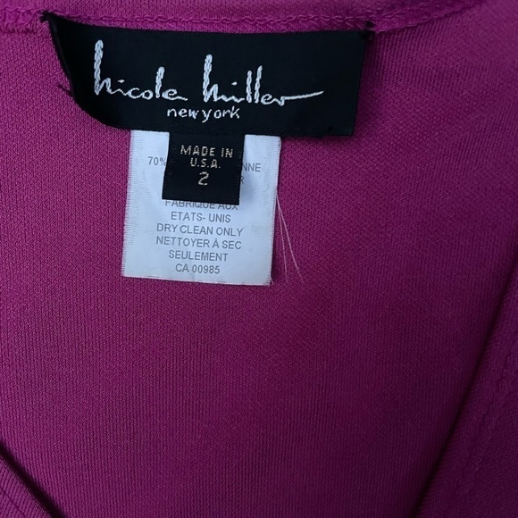 Nicolle Miller vintage pink fusia midi ruched dress with zipper size 2 - Picture 6 of 8